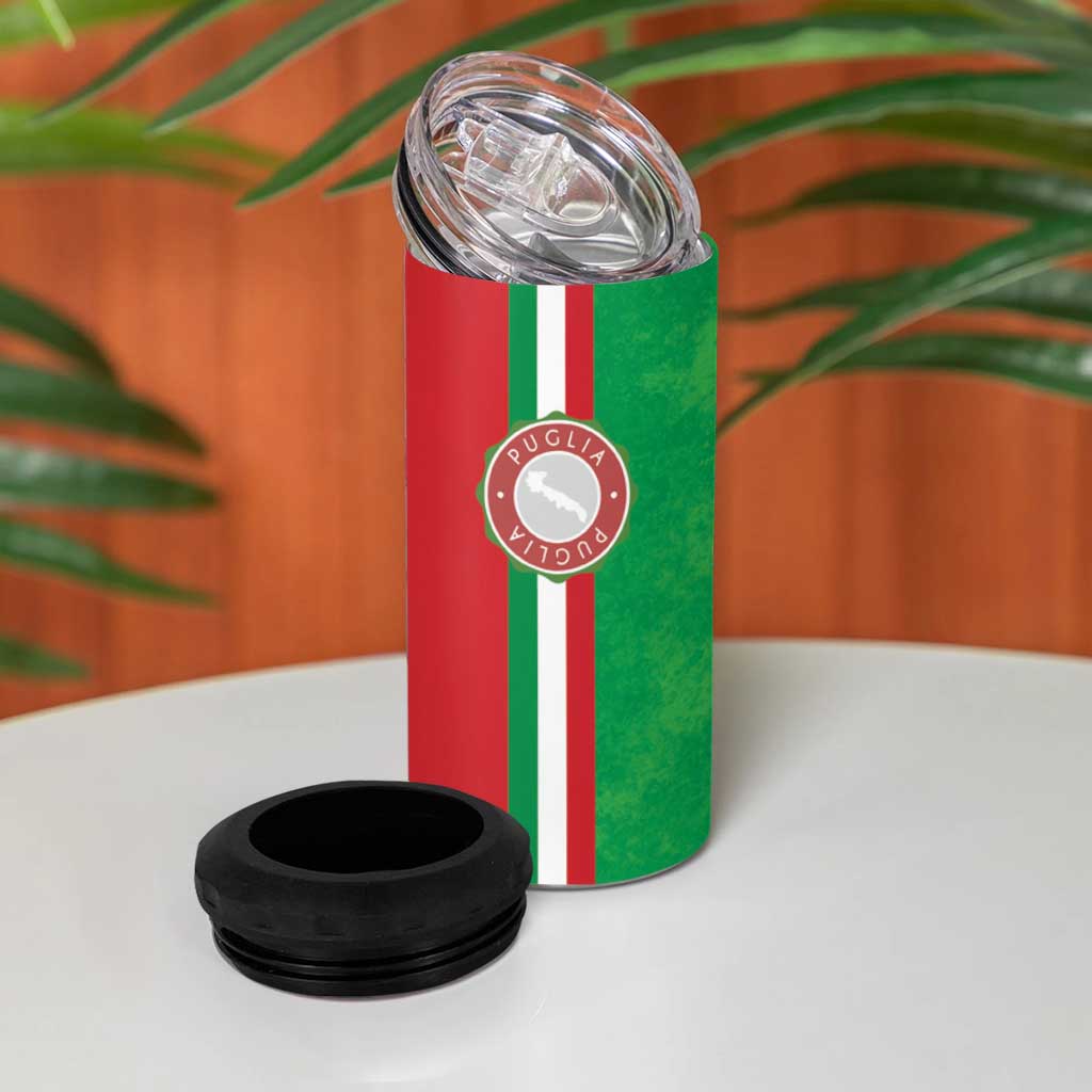 Italy Apulia 4 in 1 Can Cooler Tumbler Map Of Apulia With Coat Of Arms - Wonder Print Shop