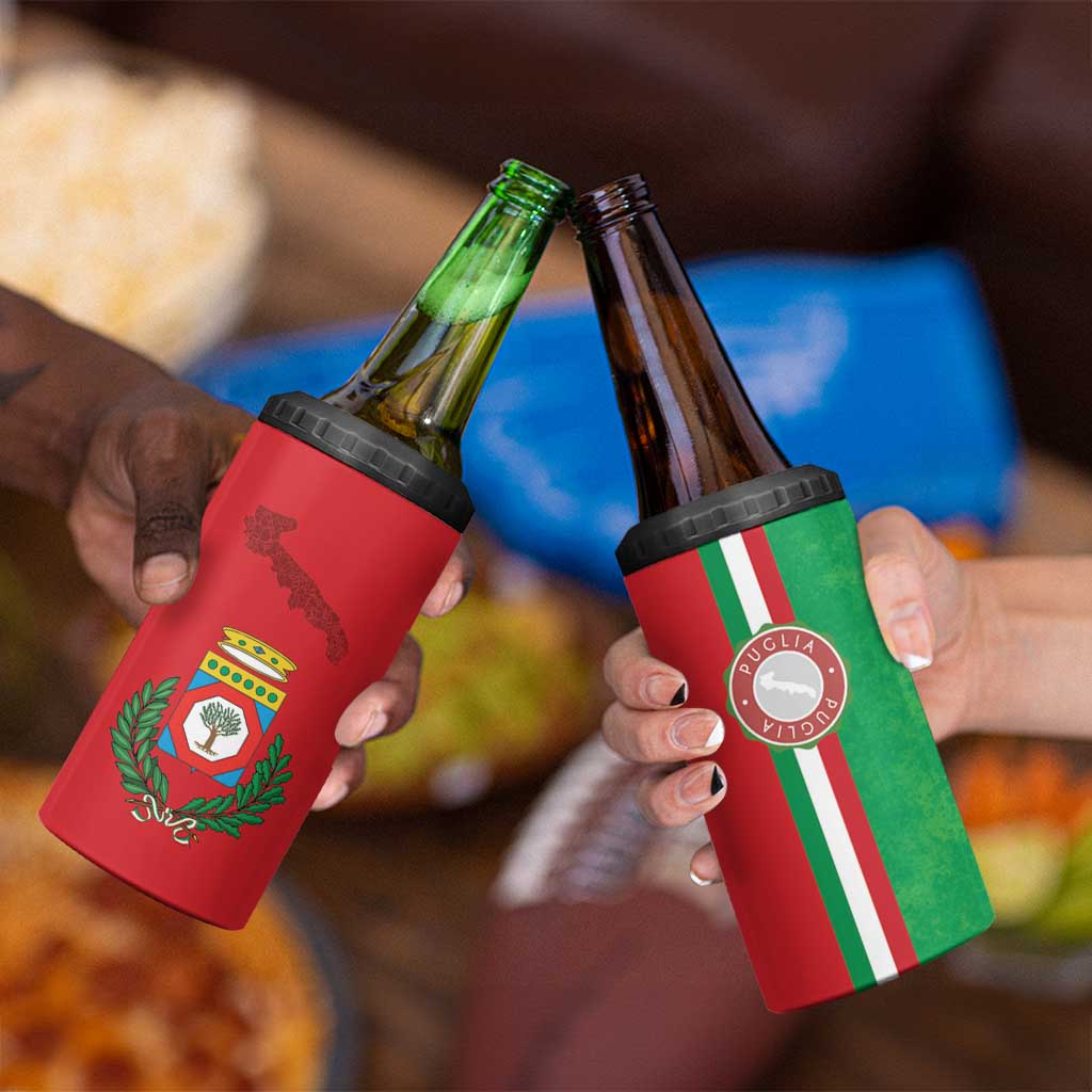 Italy Apulia 4 in 1 Can Cooler Tumbler Map Of Apulia With Coat Of Arms - Wonder Print Shop