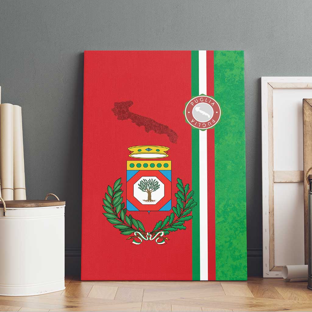 Italy Apulia Canvas Wall Art Map Of Apulia With Coat Of Arms - Wonder Print Shop