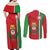 Italy Apulia Couples Matching Off Shoulder Maxi Dress and Long Sleeve Button Shirt Map Of Apulia With Coat Of Arms - Wonder Print Shop