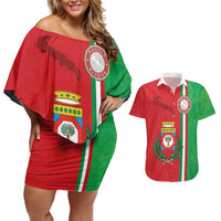 Italy Apulia Couples Matching Off Shoulder Short Dress and Hawaiian Shirt Map Of Apulia With Coat Of Arms LT19