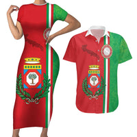 Italy Apulia Couples Matching Short Sleeve Bodycon Dress and Hawaiian Shirt Map Of Apulia With Coat Of Arms LT19