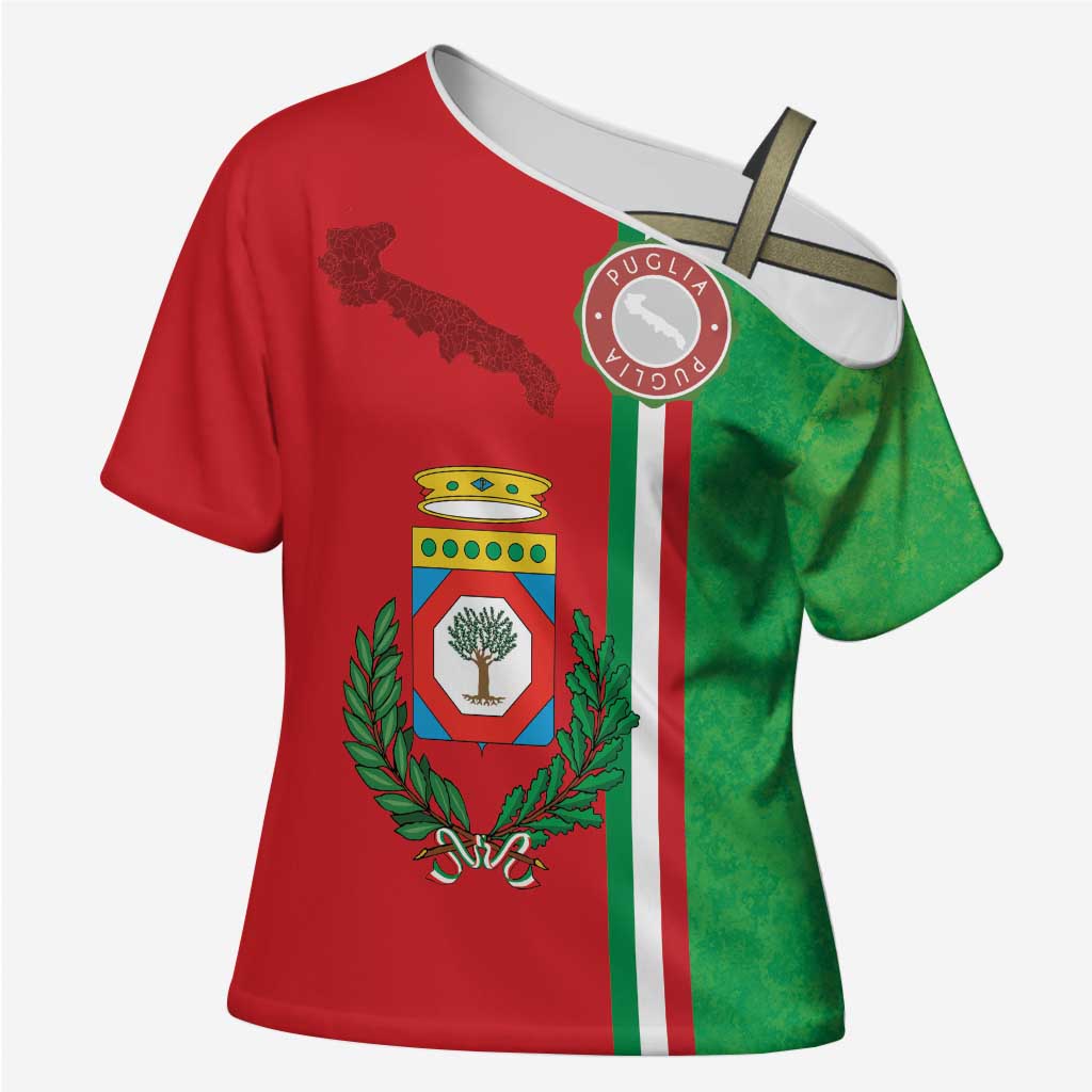 Italy Apulia Cross Shoulder Shirt Map Of Apulia With Coat Of Arms LT19