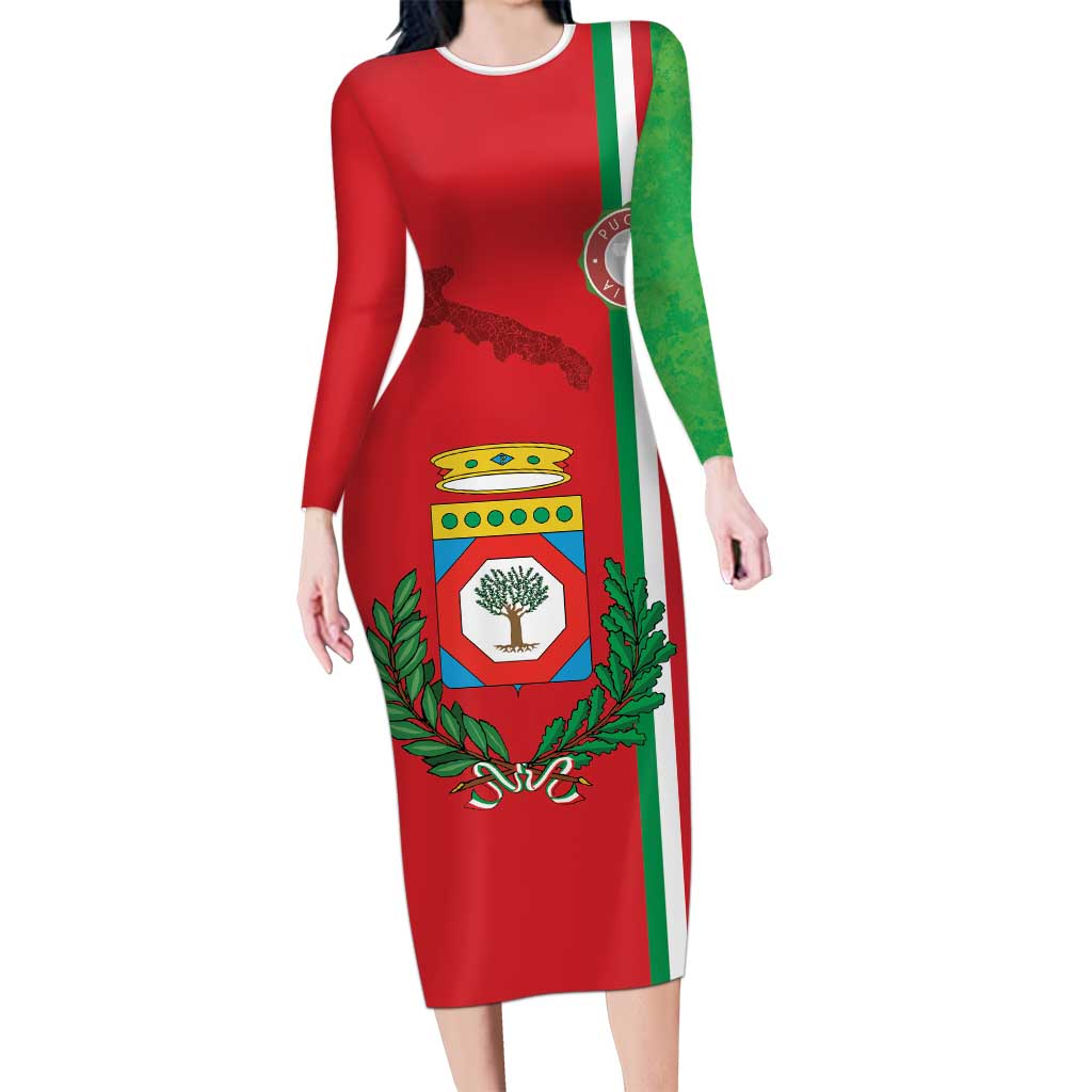 Italy Apulia Family Matching Long Sleeve Bodycon Dress and Hawaiian Shirt Map Of Apulia With Coat Of Arms LT19