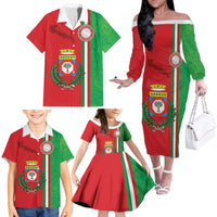 Italy Apulia Family Matching Off The Shoulder Long Sleeve Dress and Hawaiian Shirt Map Of Apulia With Coat Of Arms LT19