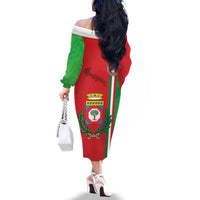 Italy Apulia Family Matching Off The Shoulder Long Sleeve Dress and Hawaiian Shirt Map Of Apulia With Coat Of Arms LT19