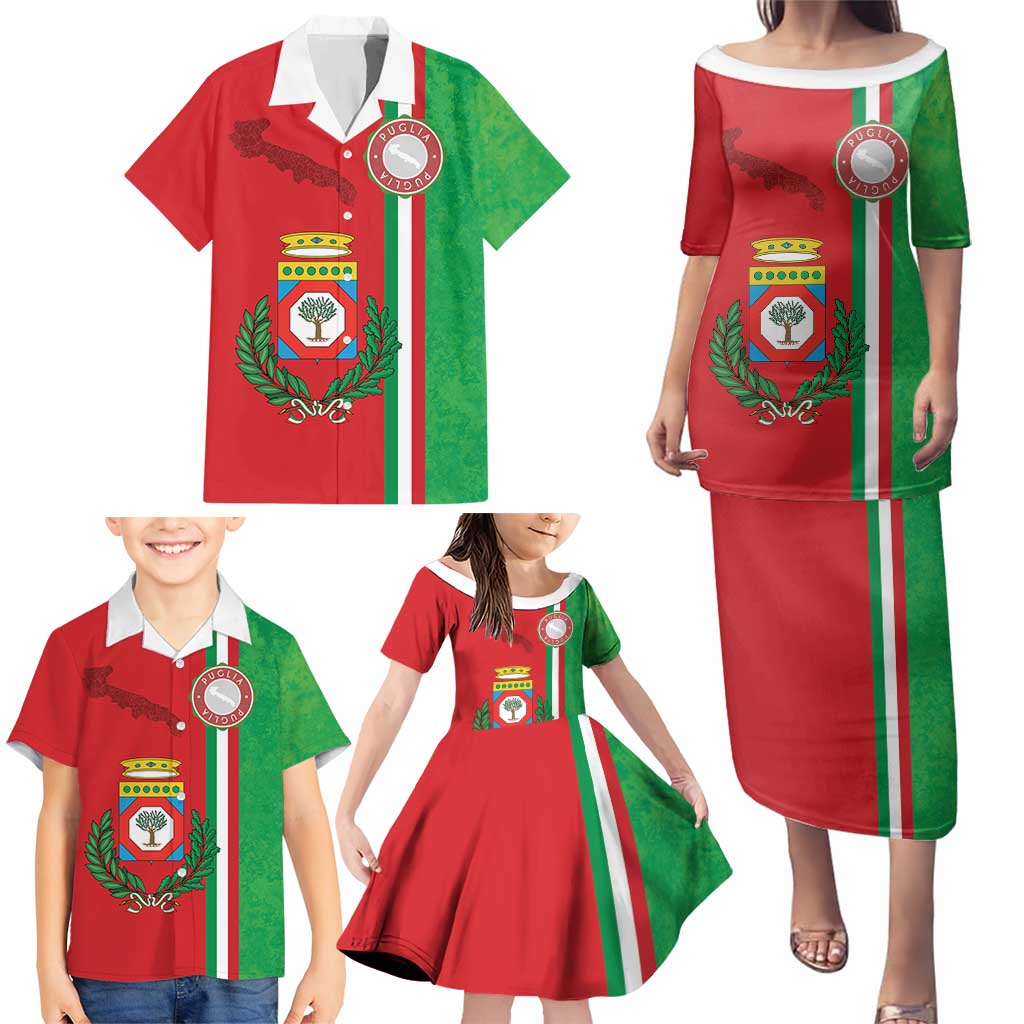 Italy Apulia Family Matching Puletasi and Hawaiian Shirt Map Of Apulia With Coat Of Arms LT19