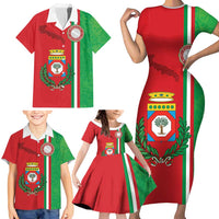 Italy Apulia Family Matching Short Sleeve Bodycon Dress and Hawaiian Shirt Map Of Apulia With Coat Of Arms LT19