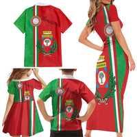 Italy Apulia Family Matching Short Sleeve Bodycon Dress and Hawaiian Shirt Map Of Apulia With Coat Of Arms LT19