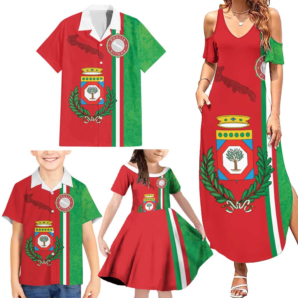 Italy Apulia Family Matching Summer Maxi Dress and Hawaiian Shirt Map Of Apulia With Coat Of Arms LT19