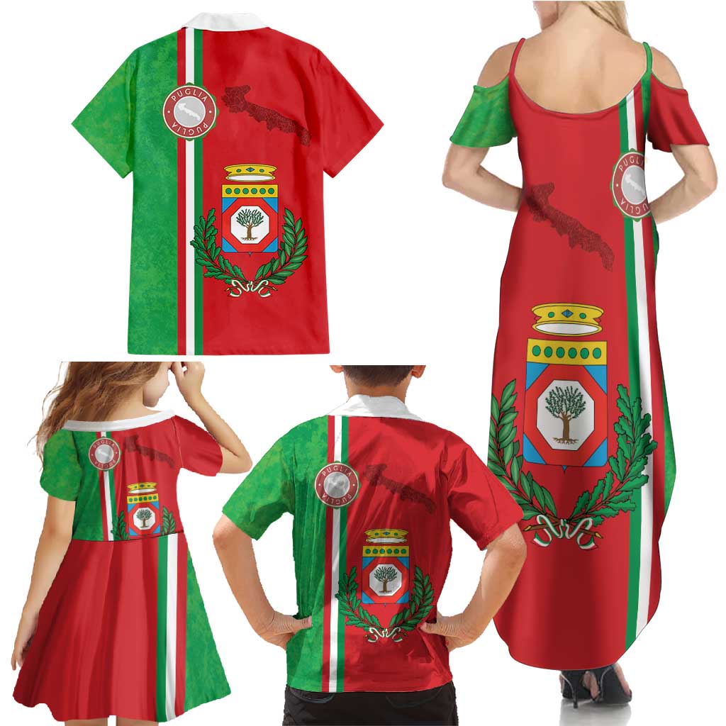 Italy Apulia Family Matching Summer Maxi Dress and Hawaiian Shirt Map Of Apulia With Coat Of Arms LT19