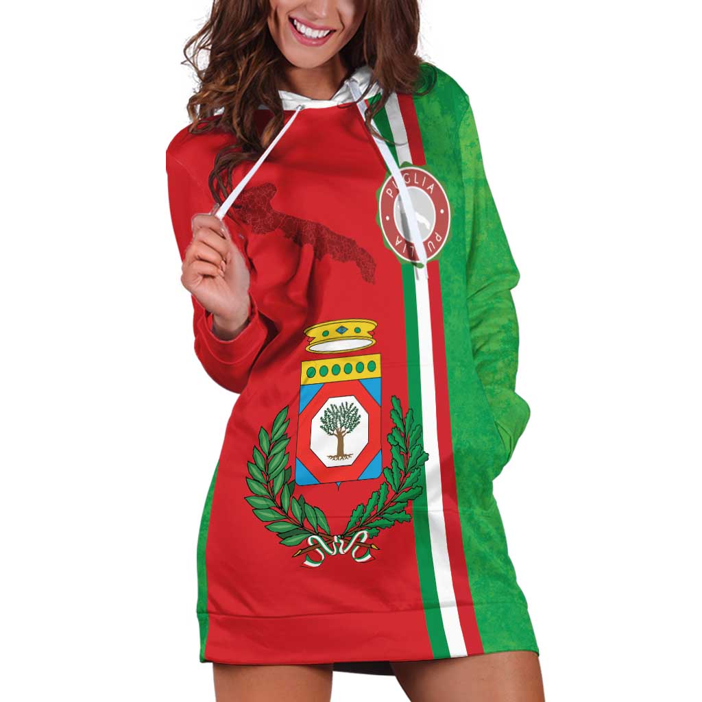 Italy Apulia Hoodie Dress Map Of Apulia With Coat Of Arms - Wonder Print Shop