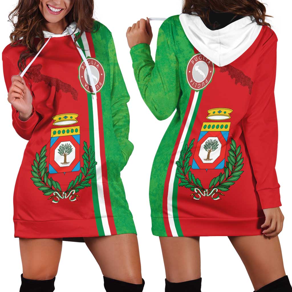Italy Apulia Hoodie Dress Map Of Apulia With Coat Of Arms LT19