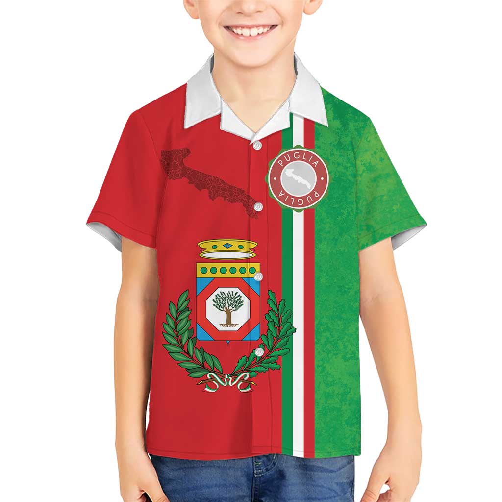 Italy Apulia Kid Hawaiian Shirt Map Of Apulia With Coat Of Arms LT19