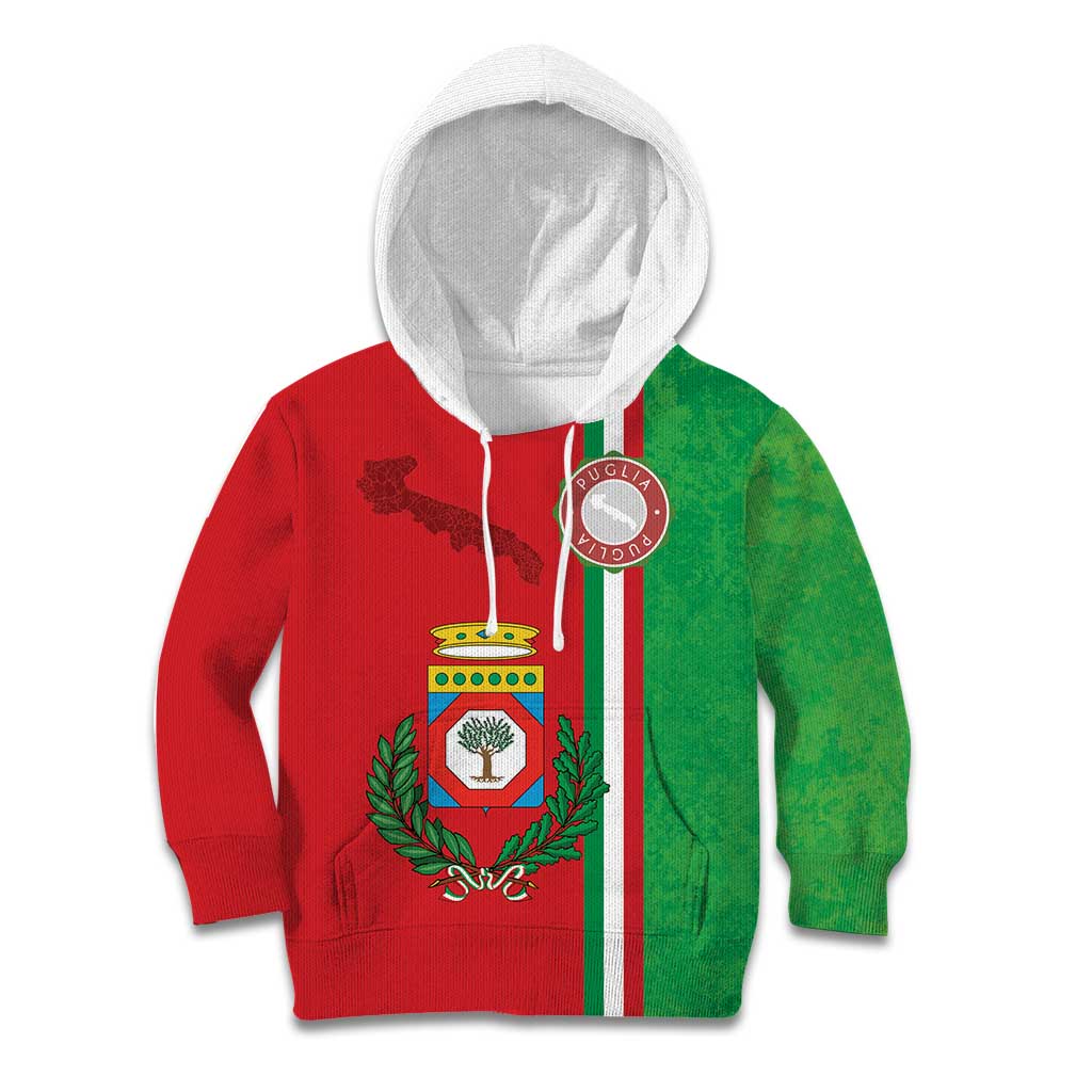 Italy Apulia Kid Hoodie Map Of Apulia With Coat Of Arms - Wonder Print Shop