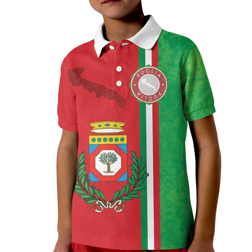 Italy Apulia Kid Polo Shirt Map Of Apulia With Coat Of Arms LT19
