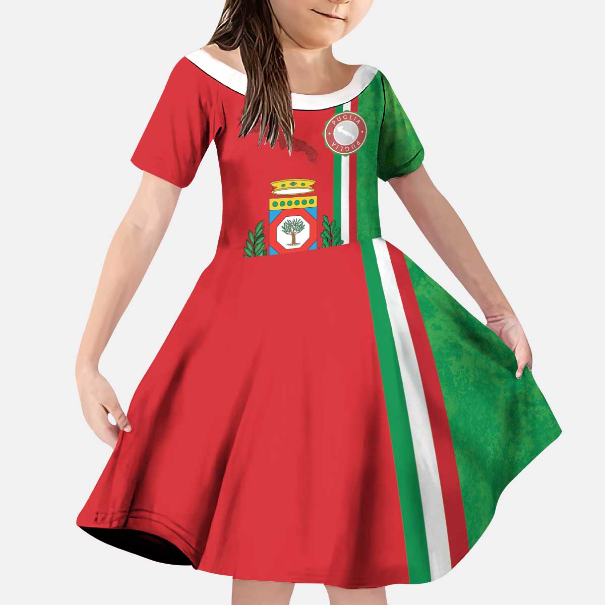 Italy Apulia Kid Short Sleeve Dress Map Of Apulia With Coat Of Arms - Wonder Print Shop