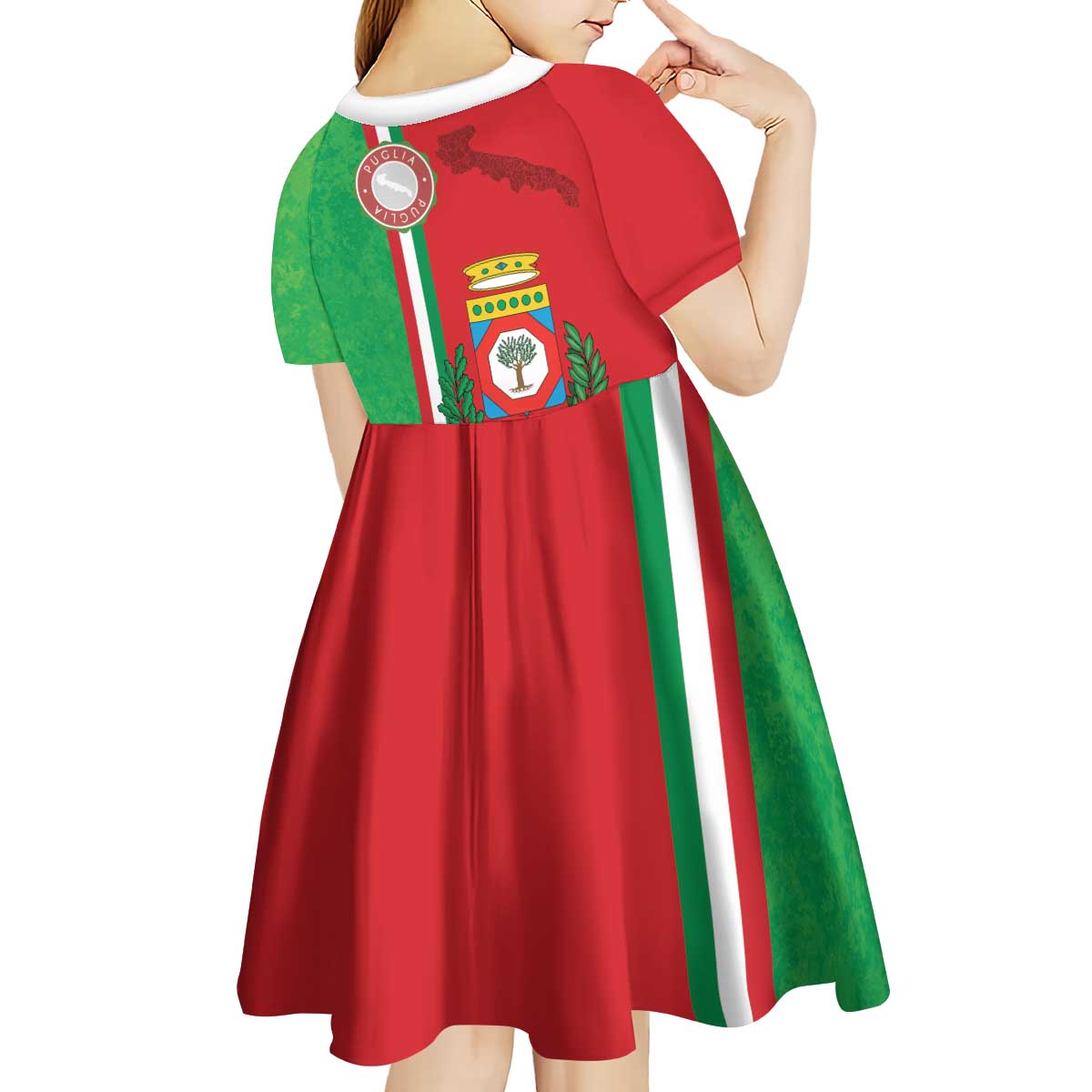Italy Apulia Kid Short Sleeve Dress Map Of Apulia With Coat Of Arms LT19