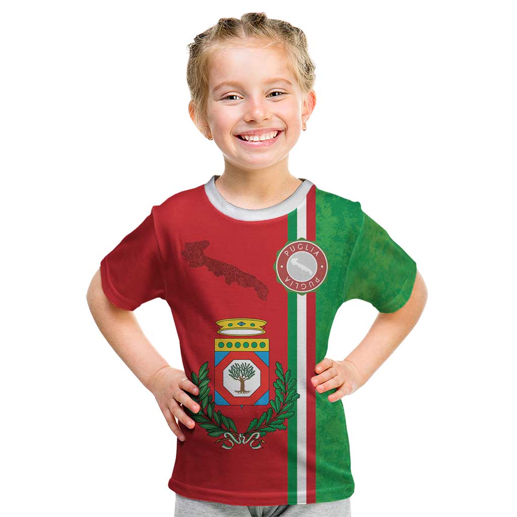 Italy Apulia Kid T Shirt Map Of Apulia With Coat Of Arms LT19