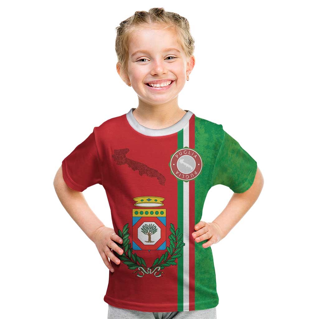 Italy Apulia Kid T Shirt Map Of Apulia With Coat Of Arms - Wonder Print Shop