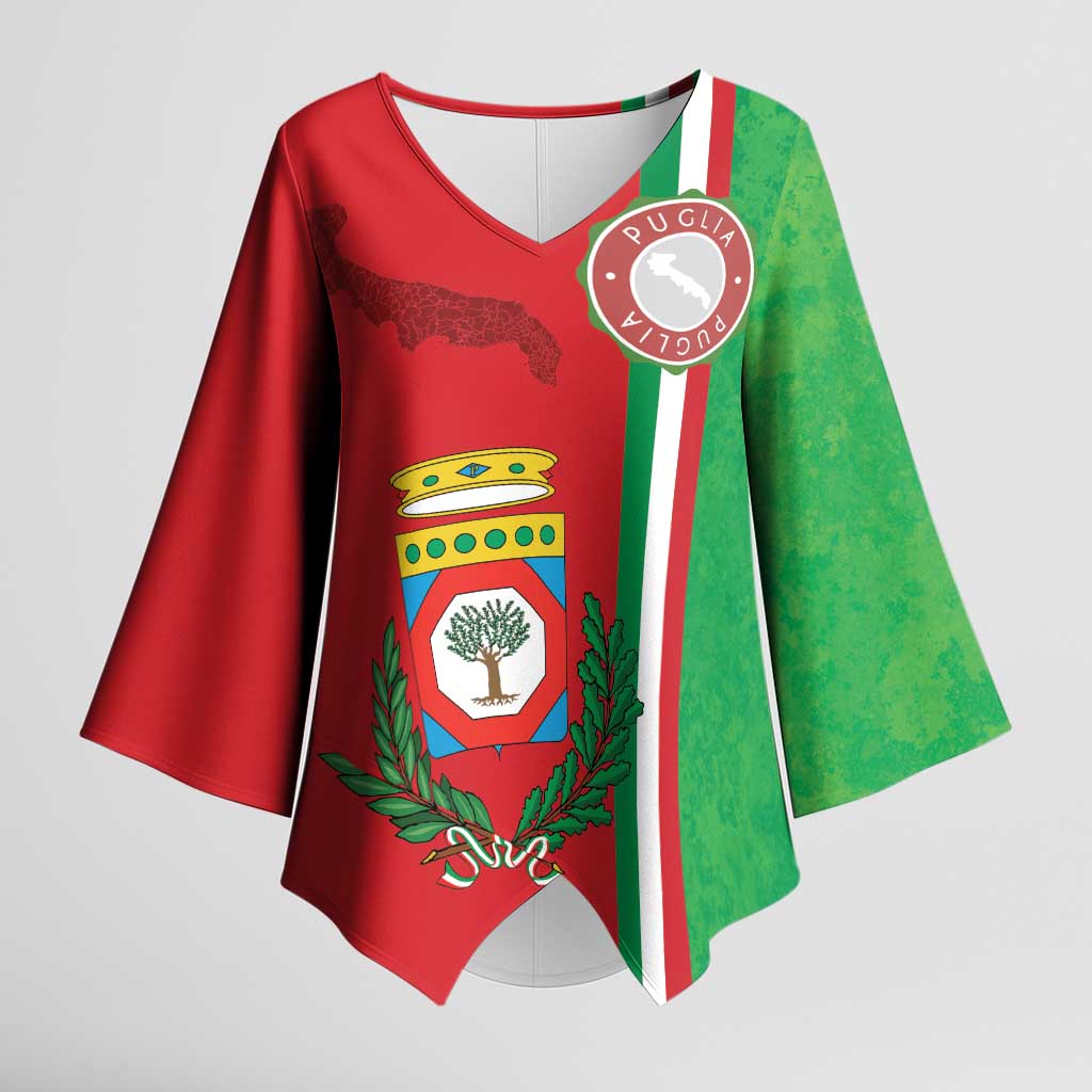 Italy Apulia Kimono Sleeve Blouse Map Of Apulia With Coat Of Arms LT19