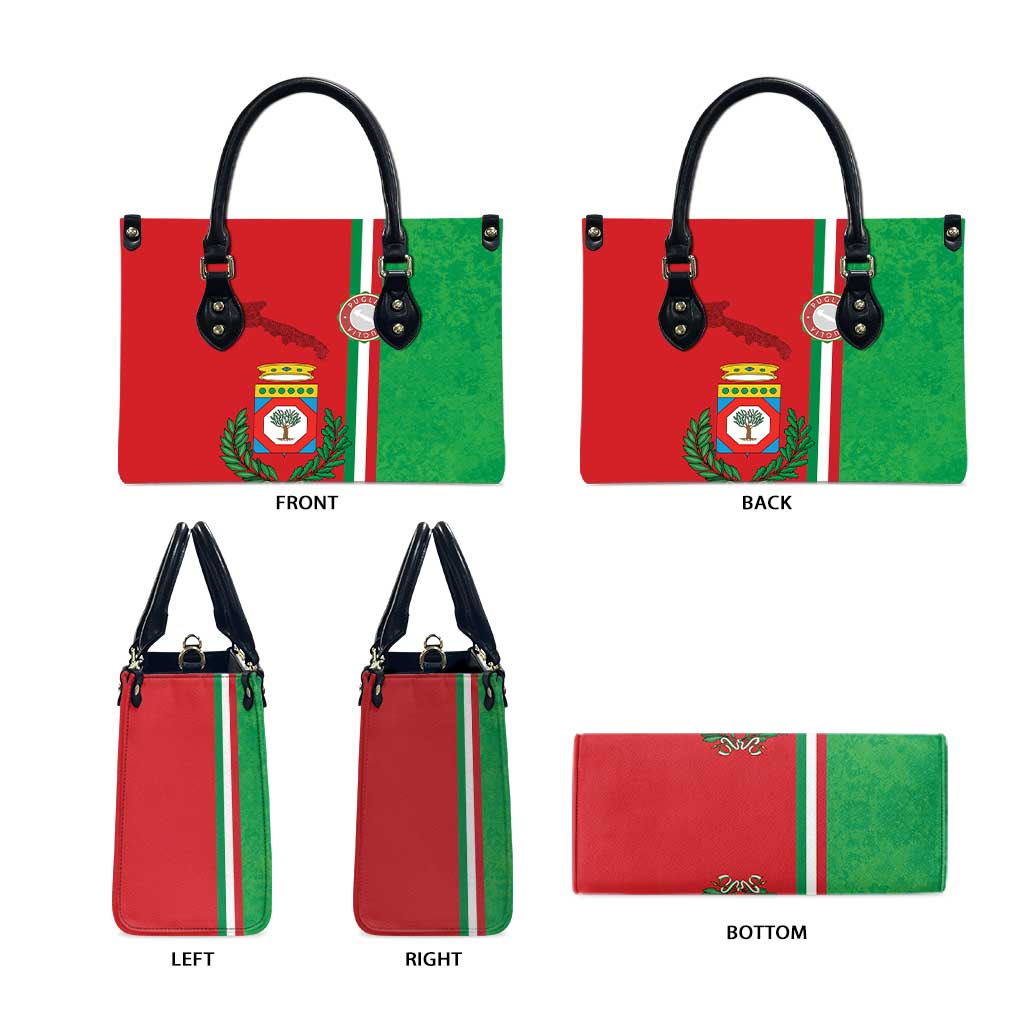 Italy Apulia Leather Bag Map Of Apulia With Coat Of Arms - Wonder Print Shop