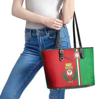 Italy Apulia Leather Tote Bag Map Of Apulia With Coat Of Arms - Wonder Print Shop