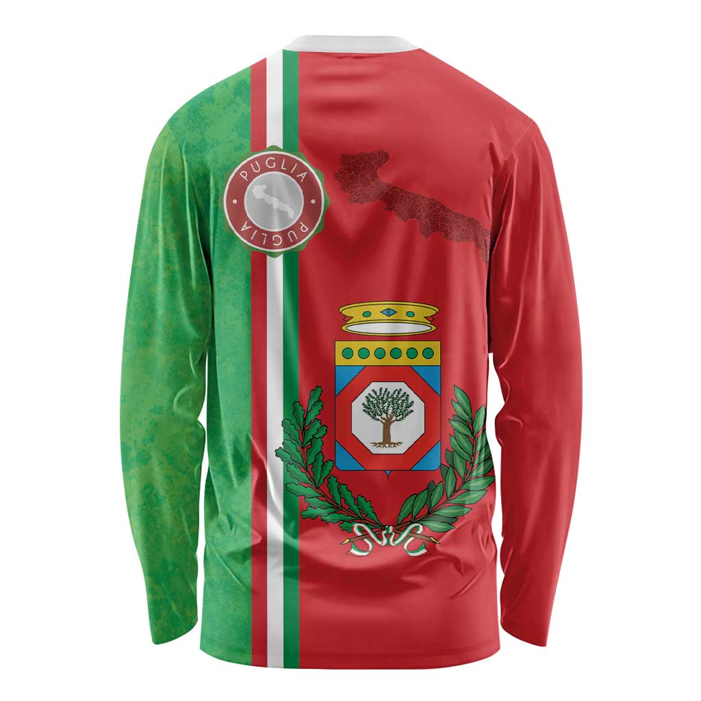 Italy Apulia Long Sleeve Shirt Map Of Apulia With Coat Of Arms LT19