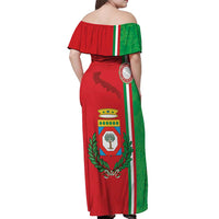 Italy Apulia Off Shoulder Maxi Dress Map Of Apulia With Coat Of Arms LT19