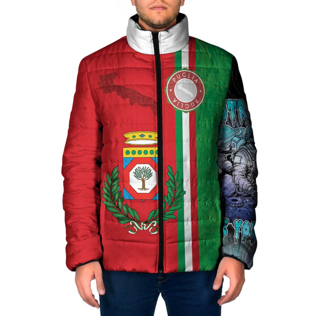 Italy Apulia Padded Jacket Map Of Apulia With Coat Of Arms - Wonder Print Shop