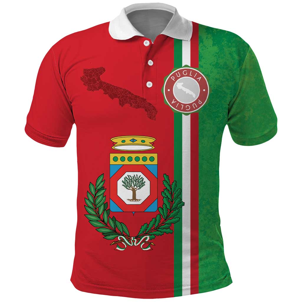 Italy Apulia Polo Shirt Map Of Apulia With Coat Of Arms LT19