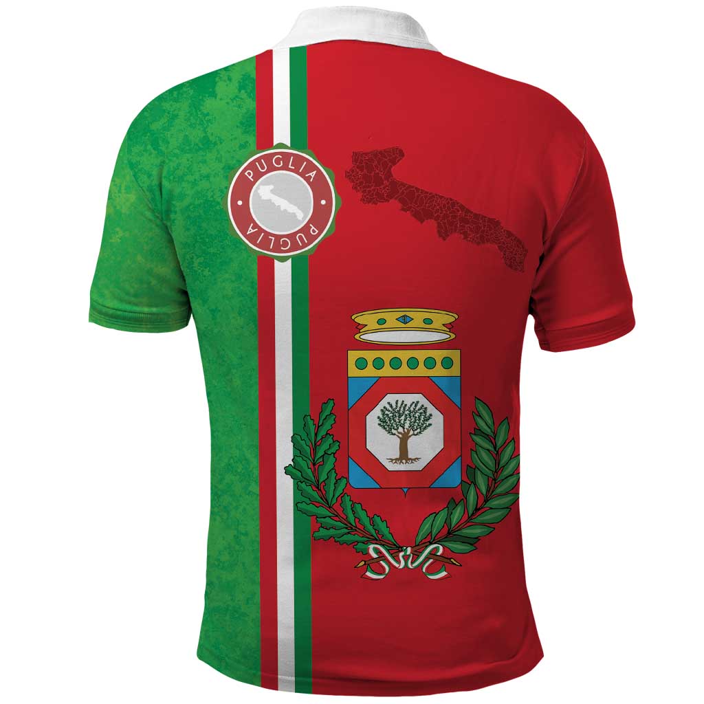 Italy Apulia Polo Shirt Map Of Apulia With Coat Of Arms LT19