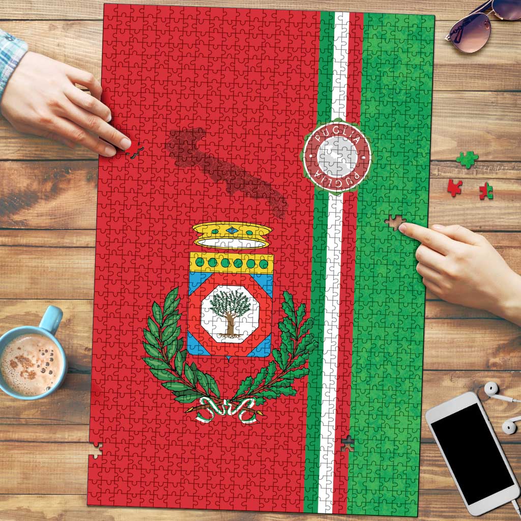 Italy Apulia Puzzle Map Of Apulia With Coat Of Arms - Wonder Print Shop
