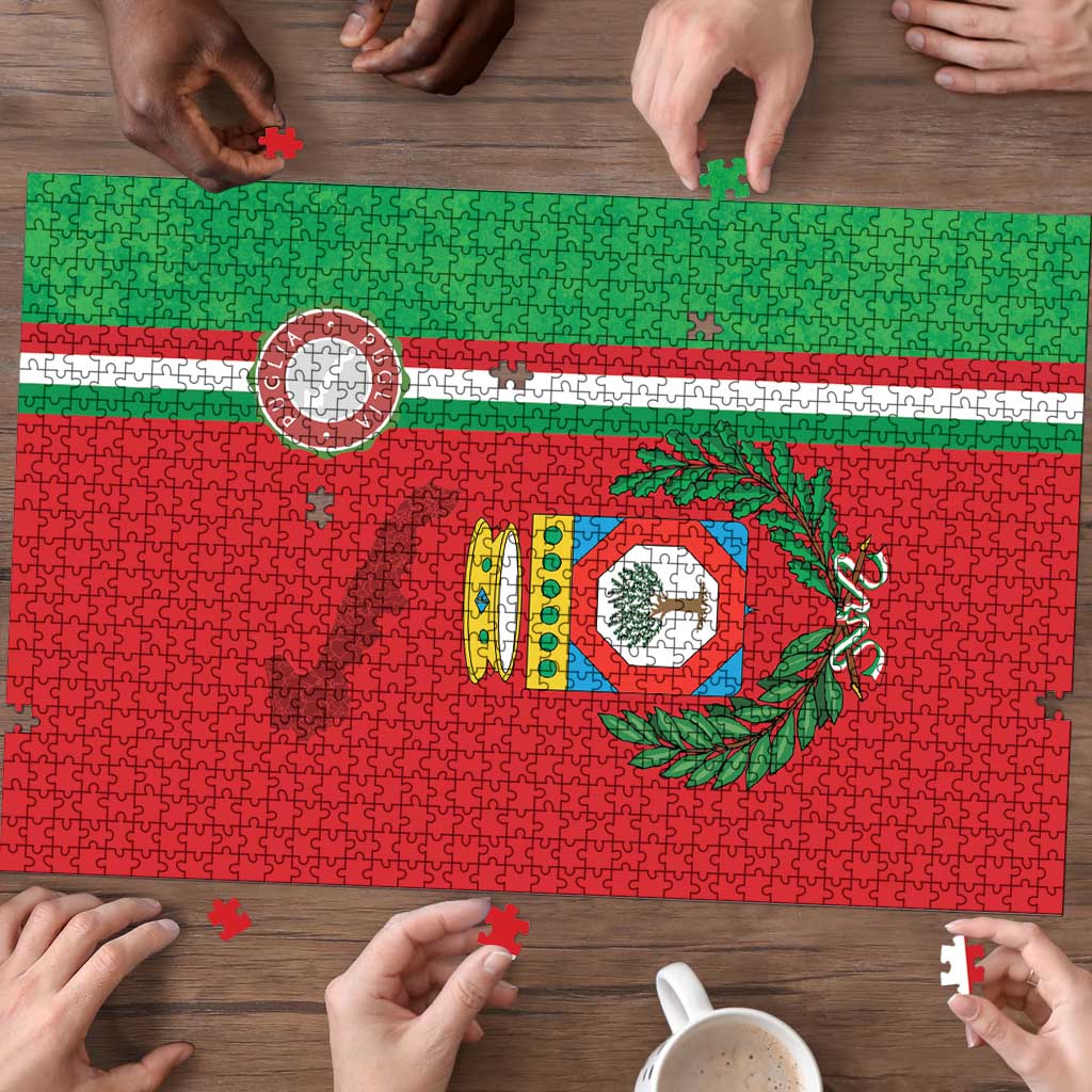 Italy Apulia Puzzle Map Of Apulia With Coat Of Arms - Wonder Print Shop