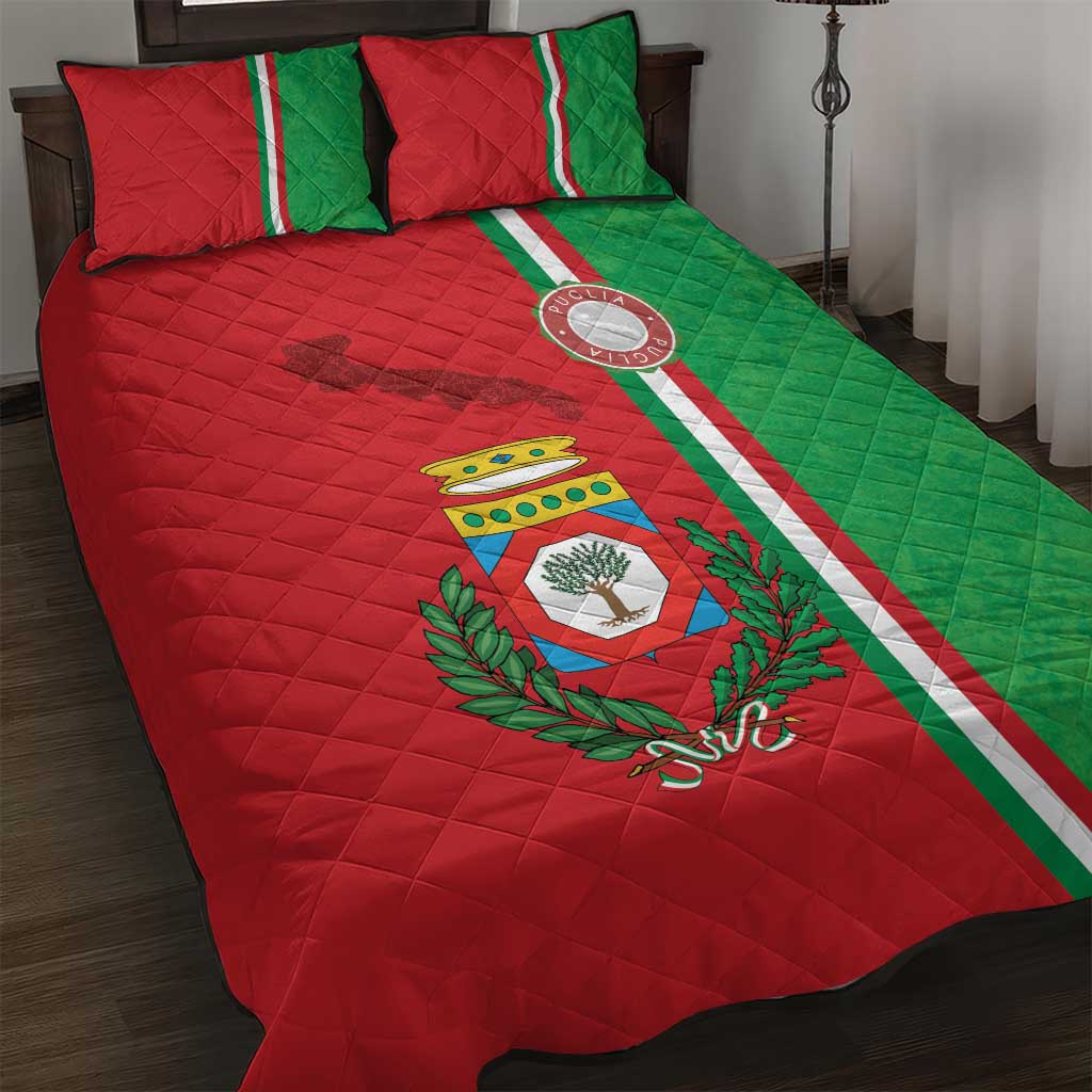 Italy Apulia Quilt Bed Set Map Of Apulia With Coat Of Arms - Wonder Print Shop