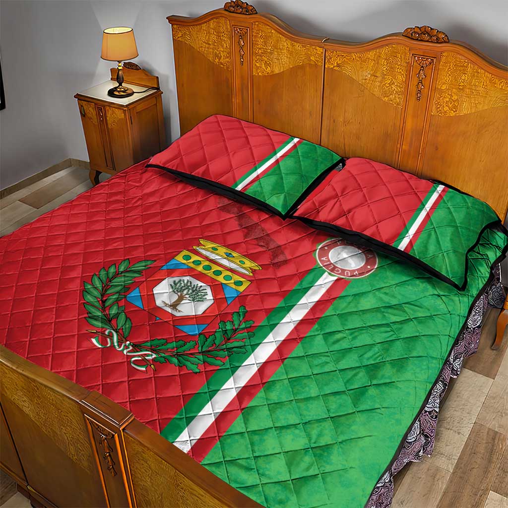 Italy Apulia Quilt Bed Set Map Of Apulia With Coat Of Arms - Wonder Print Shop