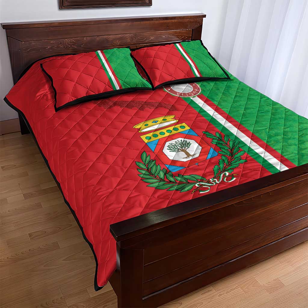 Italy Apulia Quilt Bed Set Map Of Apulia With Coat Of Arms - Wonder Print Shop