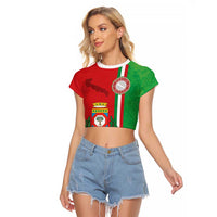 Italy Apulia Raglan Cropped T Shirt Map Of Apulia With Coat Of Arms LT19