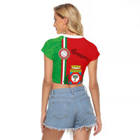 Italy Apulia Raglan Cropped T Shirt Map Of Apulia With Coat Of Arms LT19