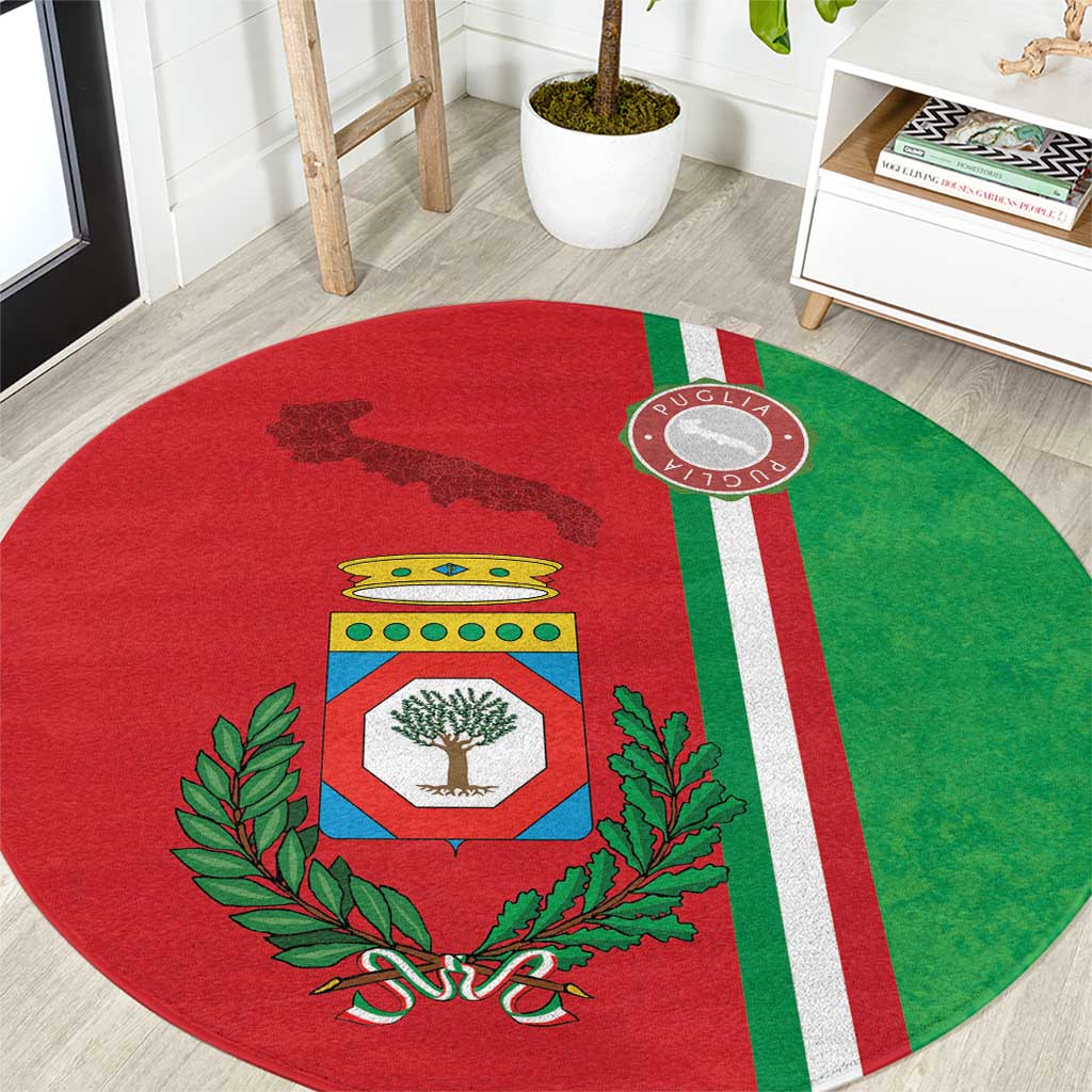 Italy Apulia Round Carpet Map Of Apulia With Coat Of Arms - Wonder Print Shop