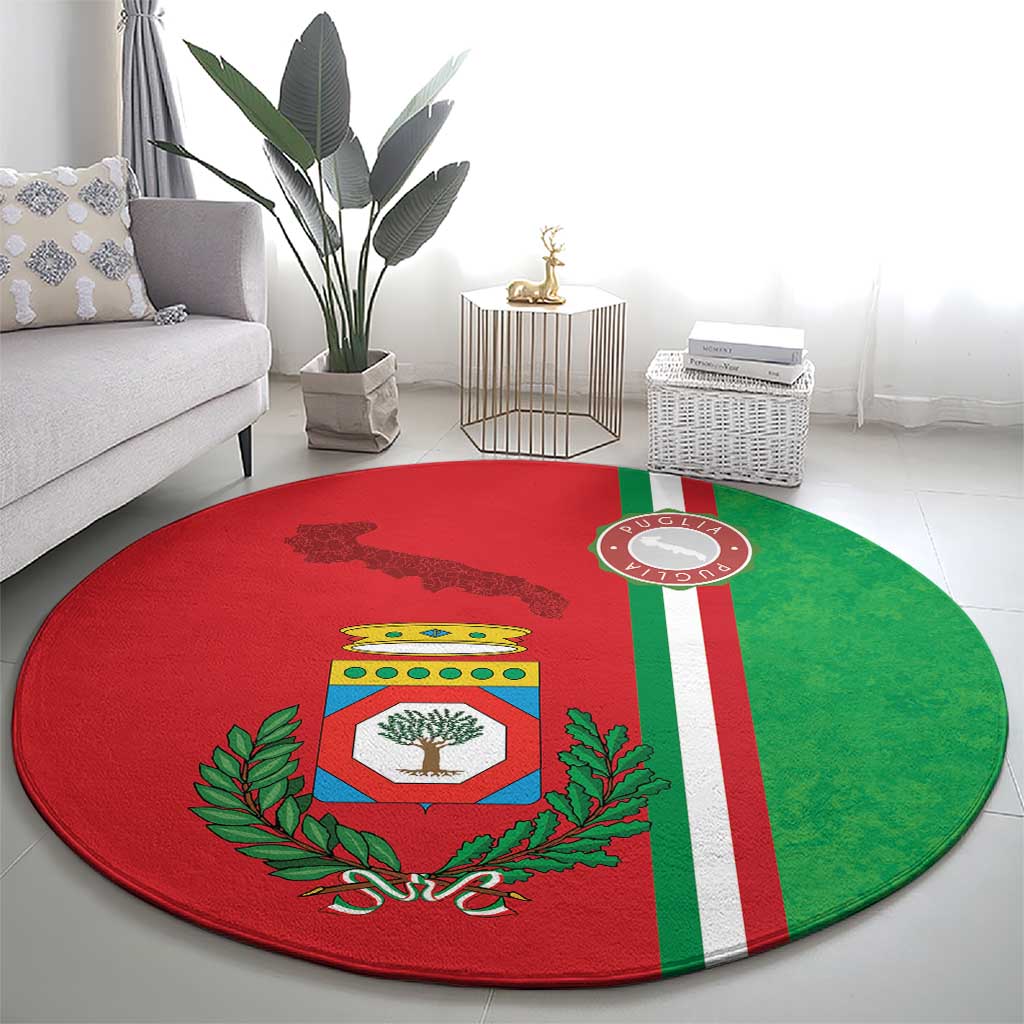 Italy Apulia Round Carpet Map Of Apulia With Coat Of Arms - Wonder Print Shop