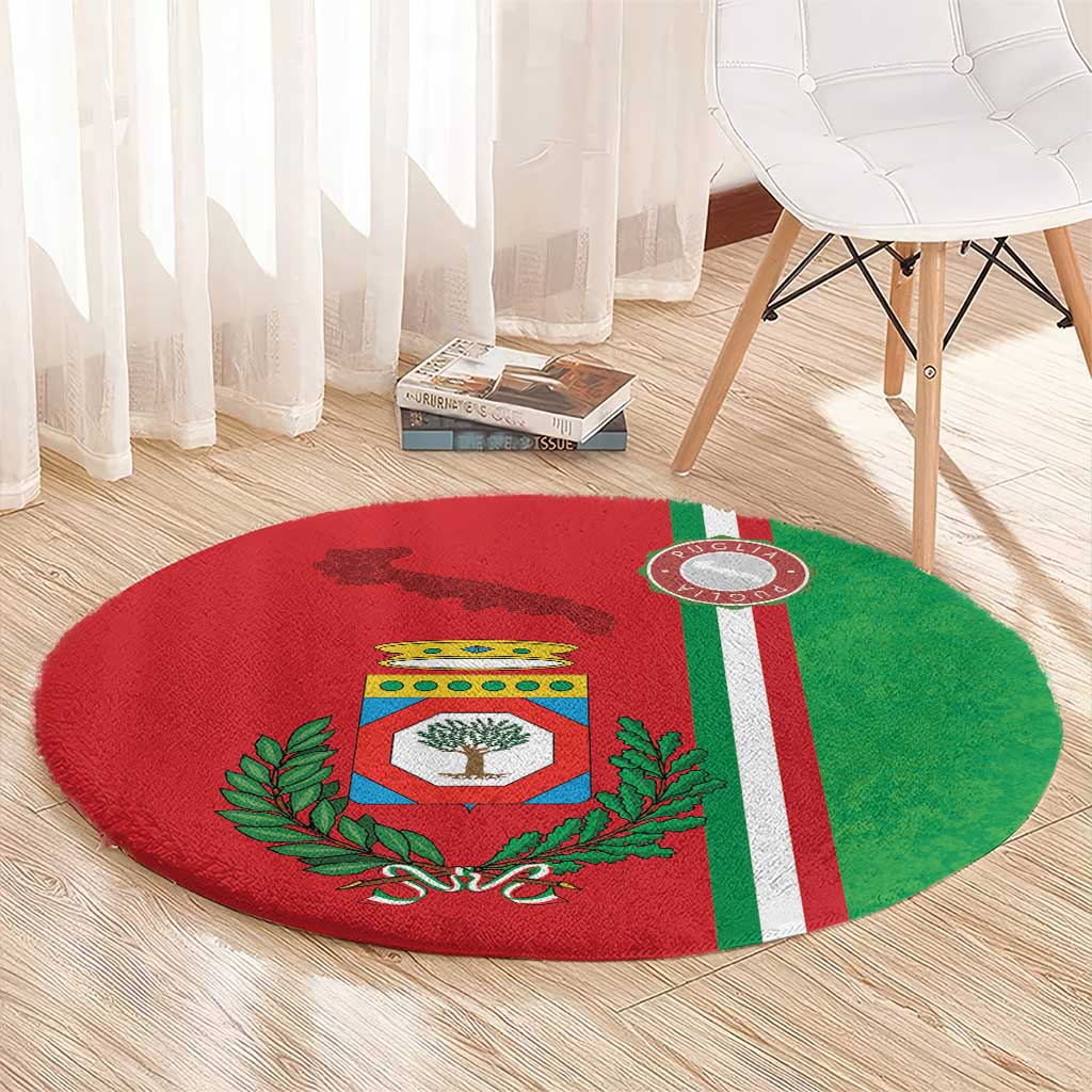 Italy Apulia Round Carpet Map Of Apulia With Coat Of Arms - Wonder Print Shop