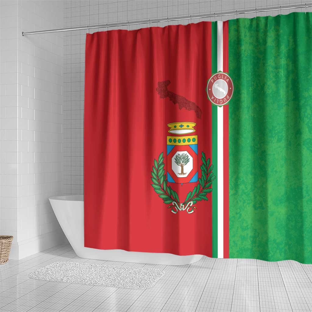 Italy Apulia Shower Curtain Map Of Apulia With Coat Of Arms - Wonder Print Shop