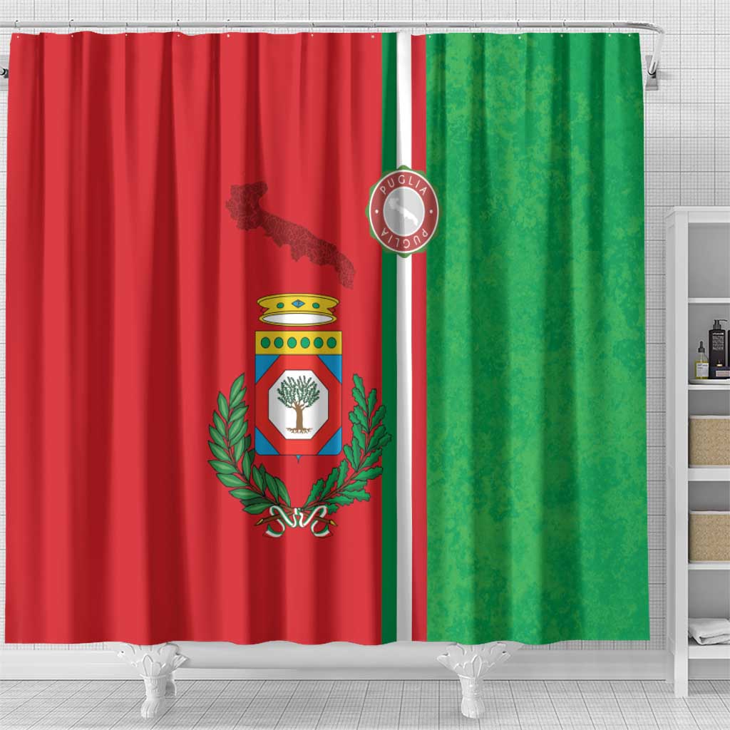 Italy Apulia Shower Curtain Map Of Apulia With Coat Of Arms - Wonder Print Shop