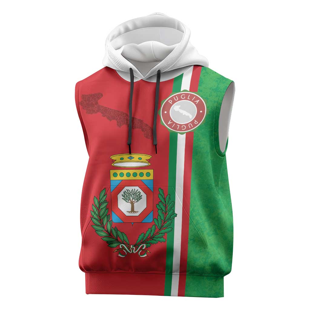 Italy Apulia Sleeveless Hoodie Map Of Apulia With Coat Of Arms - Wonder Print Shop