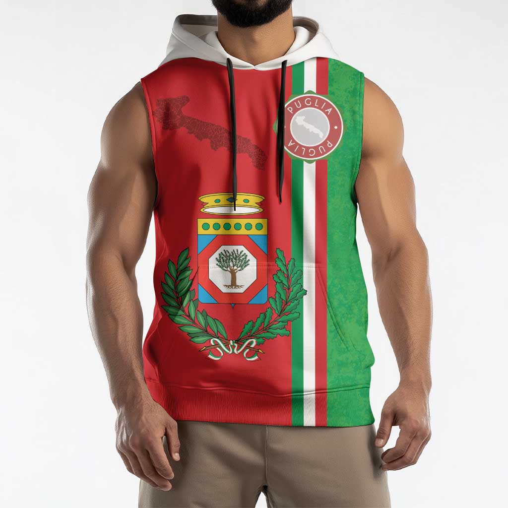 Italy Apulia Sleeveless Hoodie Map Of Apulia With Coat Of Arms LT19