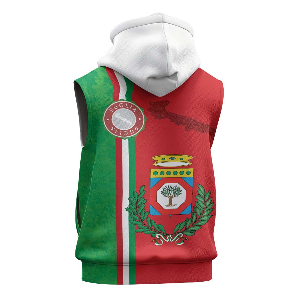 Italy Apulia Sleeveless Zip Hoodie Map Of Apulia With Coat Of Arms LT19