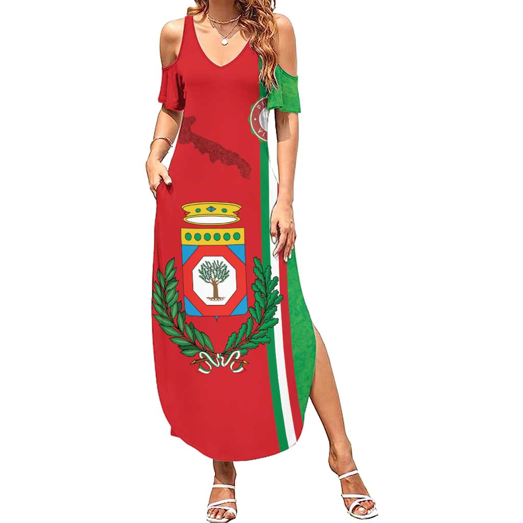 Italy Apulia Summer Maxi Dress Map Of Apulia With Coat Of Arms LT19