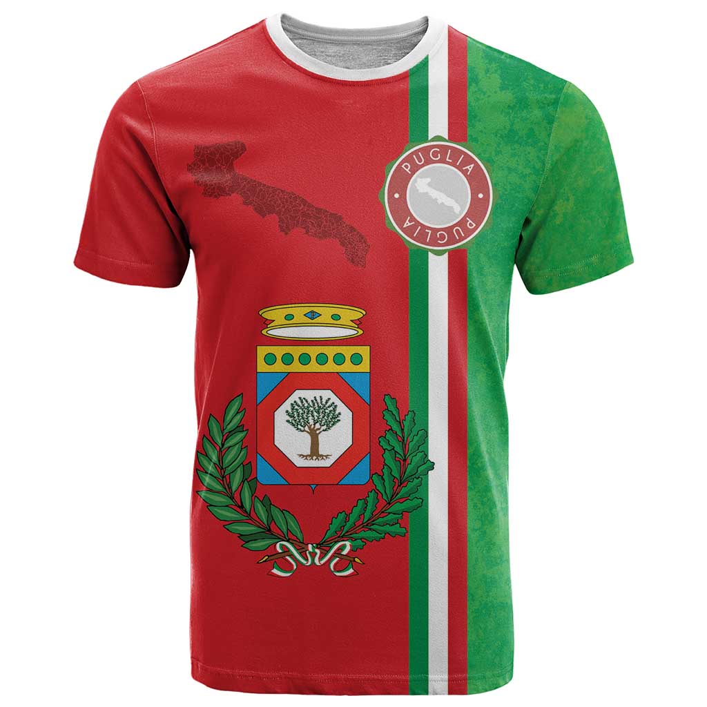 Italy Apulia T Shirt Map Of Apulia With Coat Of Arms LT19