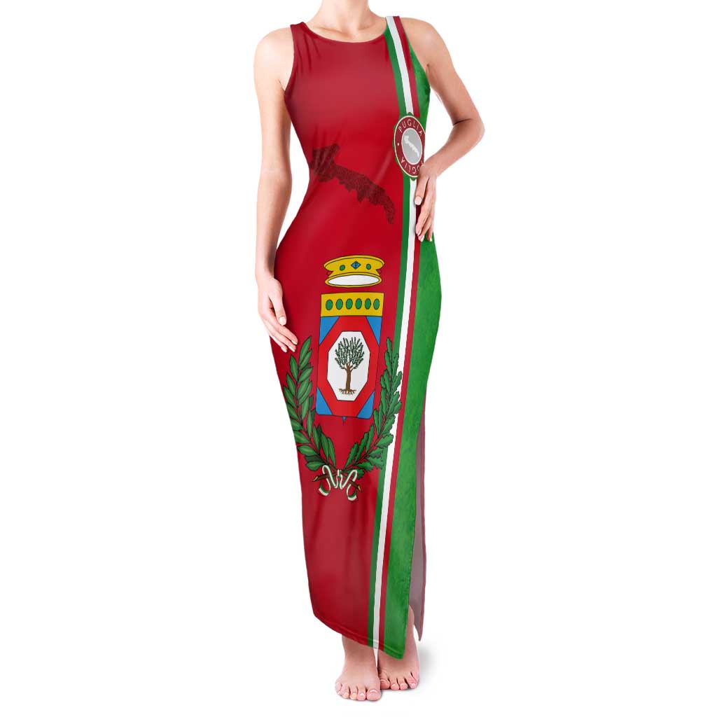 Italy Apulia Tank Maxi Dress Map Of Apulia With Coat Of Arms - Wonder Print Shop